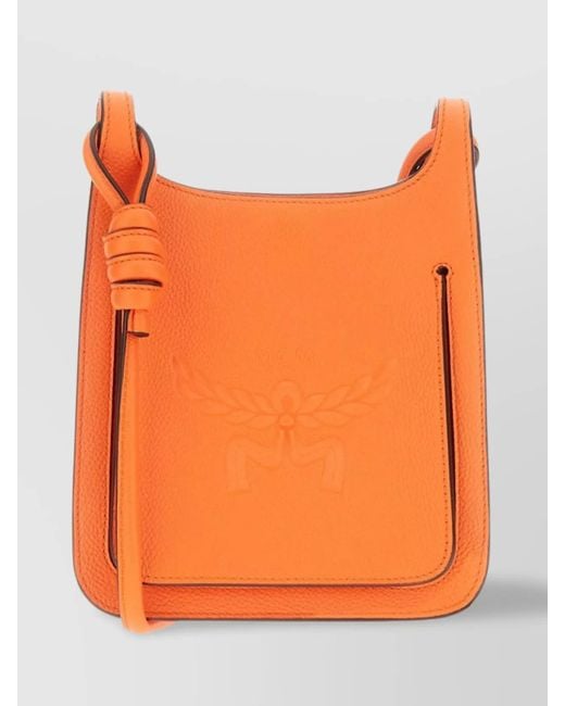 MCM Orange Mini Leather Crossbody Bag