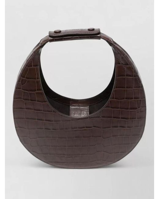 Staud Brown Crocodile Effect Structured Shoulder Bag Top Handle