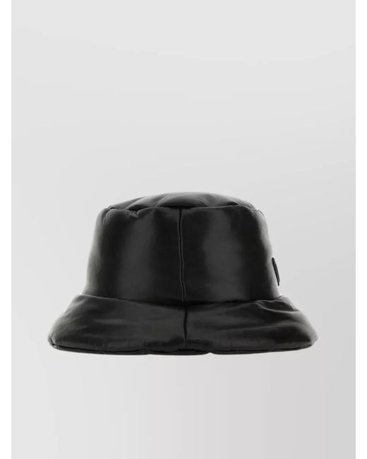 Prada Black Leather Padded Bucket Hat