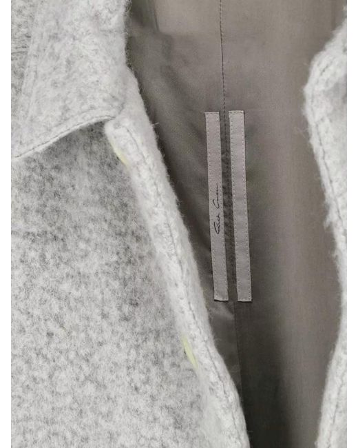 Rick Owens Gray Alpaca Wool Single Breasted Coat for men