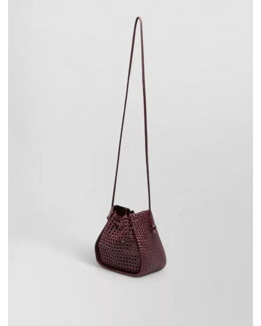 Forte_forte White Pepita Leather Bucket Bag Long Strap