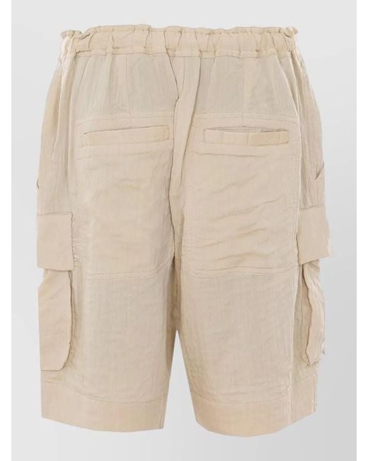 Isabel Marant Natural Viscose Blend Belted Knee-Length Shorts