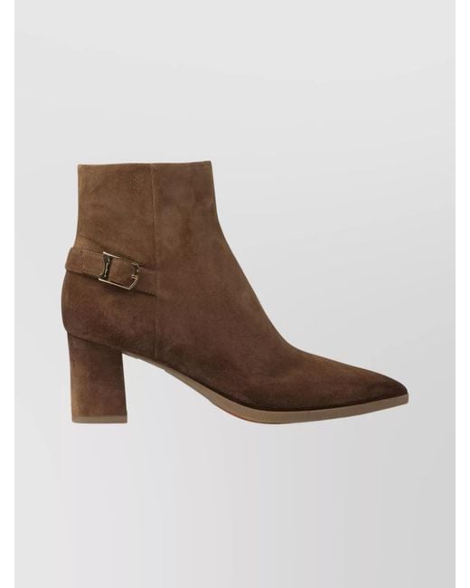Santoni Brown Suede Leather Ankle Boots