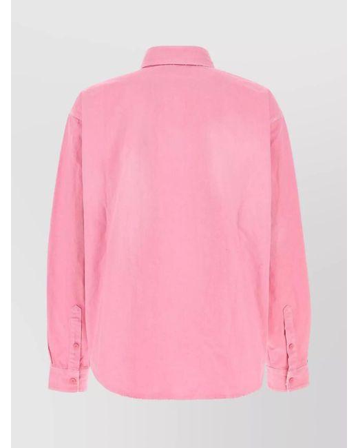 Balenciaga Pink Denim Oversized Long-Sleeve Shirt