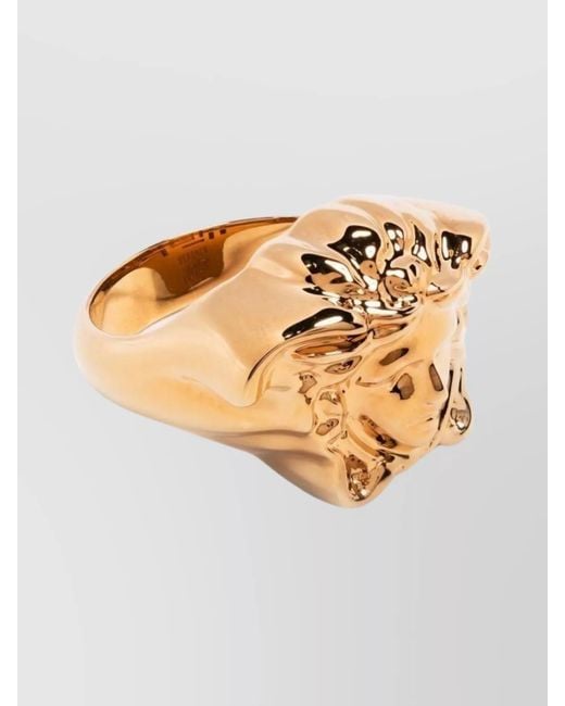 Versace Metallic Medusa Head Sculpted Round Cut Statement Ring