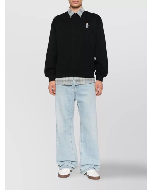 Maison Kitsuné Black Cotton Comfort-Fit Crewneck Sweatshirt for men