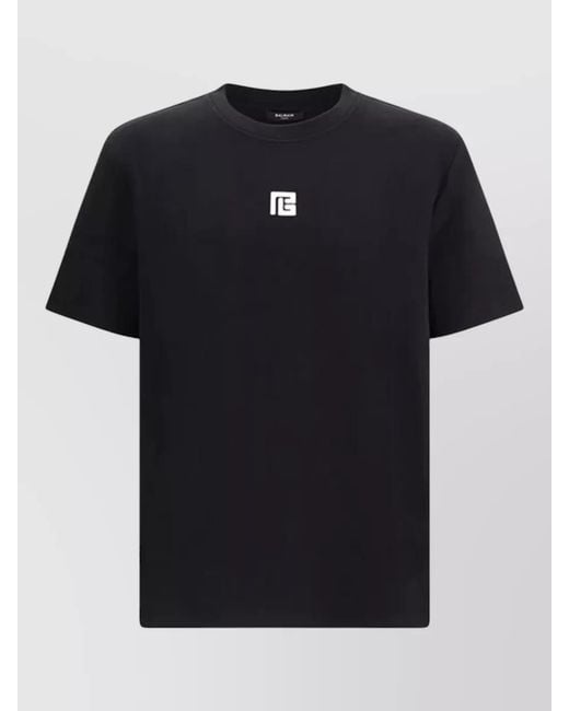 Balmain Black Embroidered Logo Cotton T-Shirt