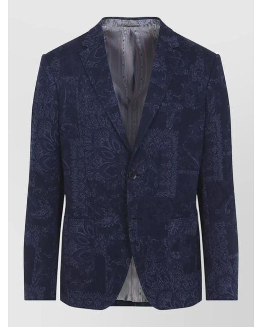 Etro Blue Roma Jersey Sport Jacket for men