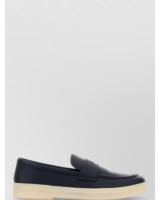 Prada Blue Leather Boat Shoes for men