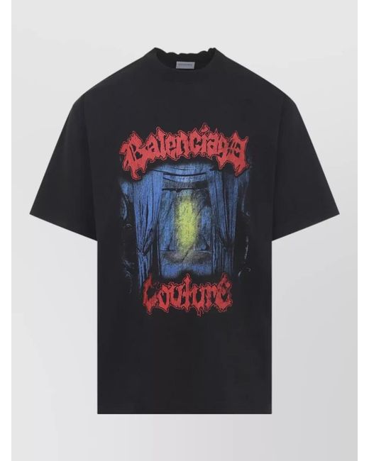 Balenciaga Black Medium Fit Jersey T Shirt Round Neck for men