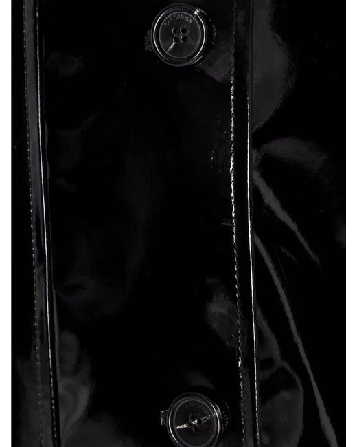 Raf Simons Black Vinyl Trench Coat High Collar Long Sleeves