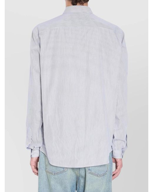 Valentino Garavani White Striped Cotton Long-Sleeve Shirt for men