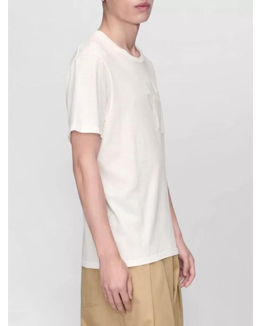Maison Margiela White Short Sleeve Crew Neck Shirt Chest Pocket for men