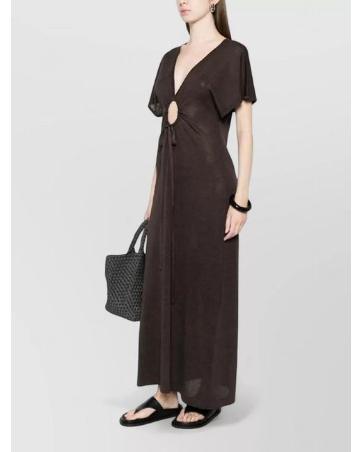 P.A.R.O.S.H. Brown Beach Dress Cut Out Maxi