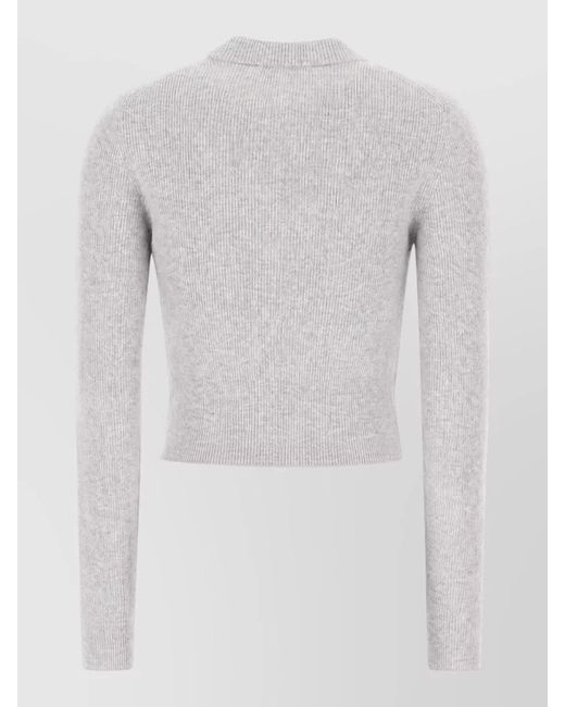 Malo White Cashmere Sweater Cropped Long Sleeves Round Neckline