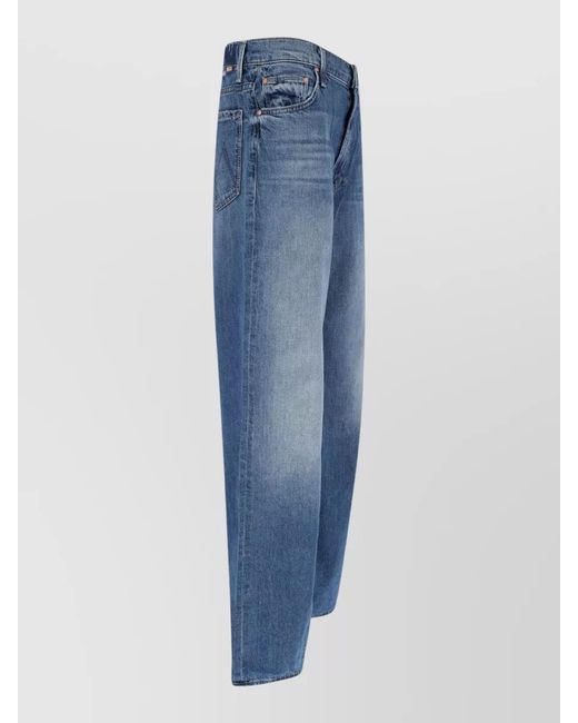 Mother Blue Denim Straight-Leg Jeans