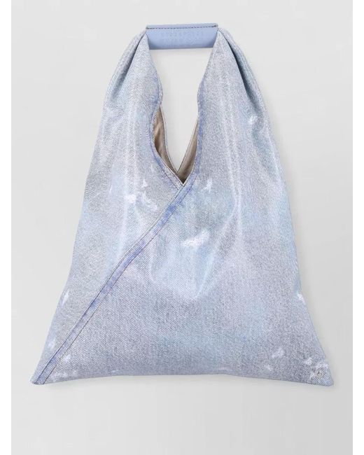 MM6 by Maison Margiela Blue Small Denim Tote Bag Distressed Handle
