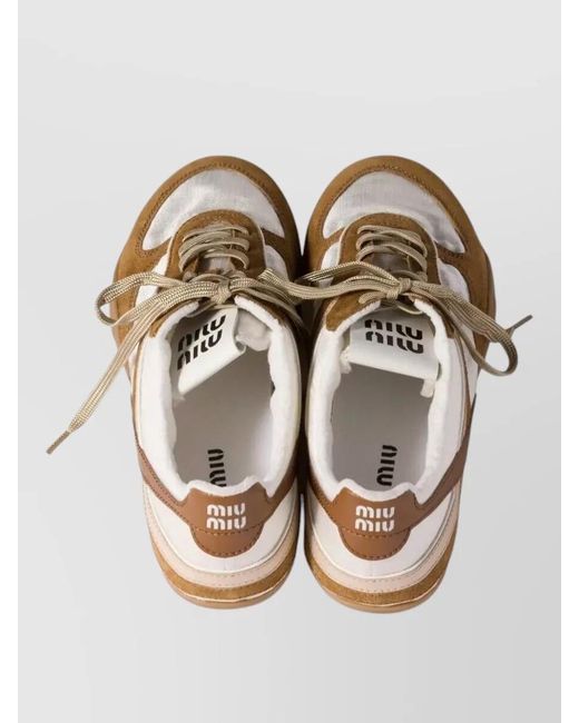 Miu Miu Multicolor Paneled Leather Low-Top Sneakers