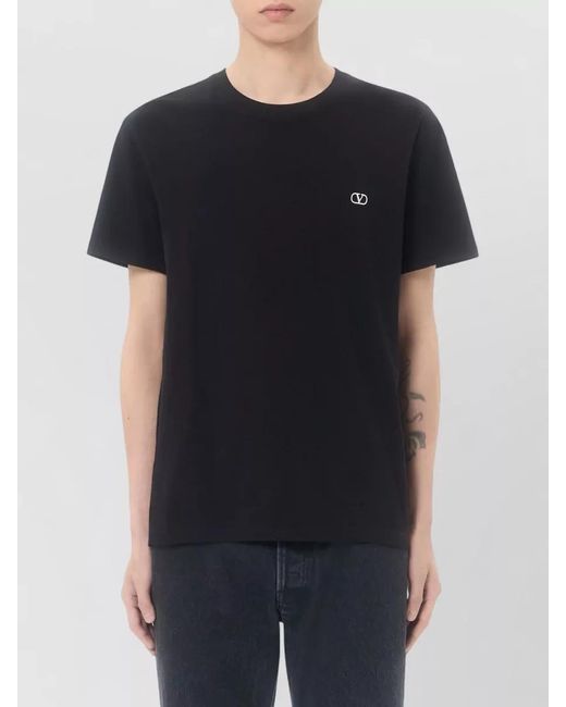 Valentino Black Jersey T Shirt Crew Neck Short Sleeves for men