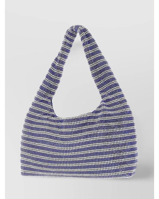 Kara Blue Crystal Mesh Mini Embellished Shoulder Bag