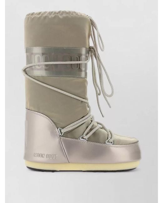 Moon Boot Gray Icon High Top Waterproof Boots Rubber Sole