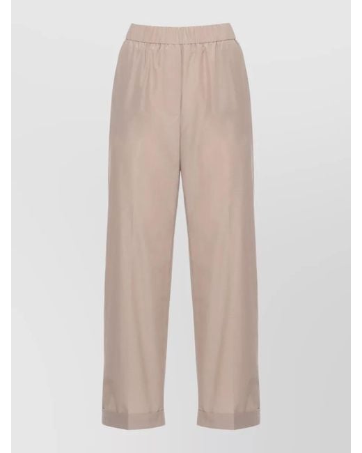 Peserico Natural Straight Leg Cotton Blend Tailored Trousers