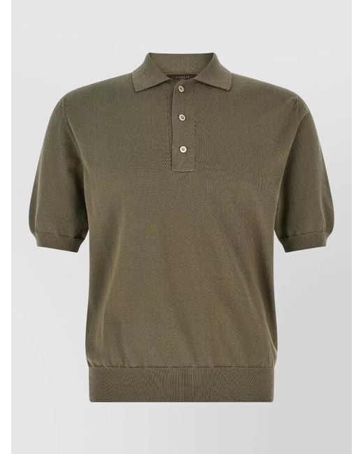 Zanone Green Knit Shirt Polo Collar Ribbed Cuffs Hem for men