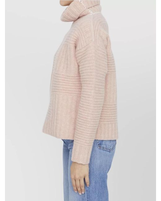 Bottega Veneta Blue Ribbed Turtleneck Wool Jumper