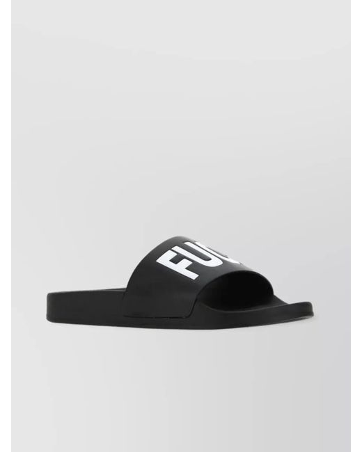 VTMNTS Black Rubber Logo-Print Slippers for men