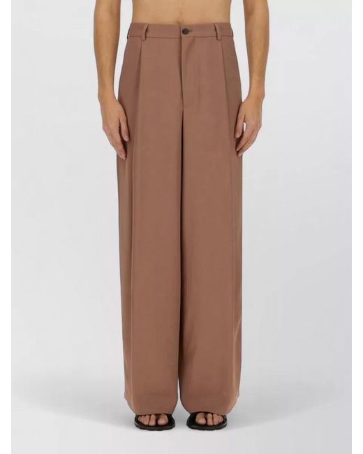 Dries Van Noten Brown High Waist Tailored Wide Leg Pants for men