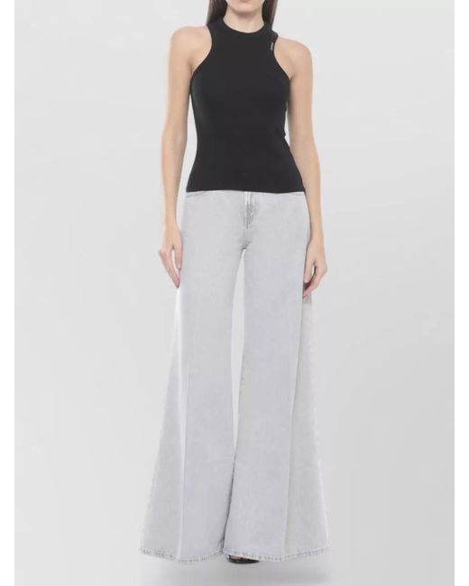 Dondup Gray Wide Leg Cotton Palazzo Jeans Zip Detail