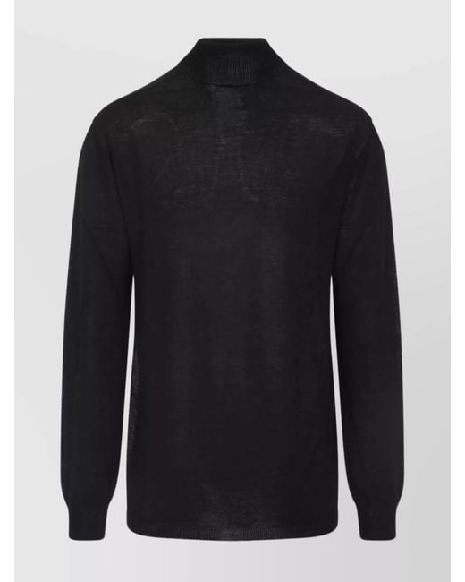 Rick Owens Blue Virgin Wool Oversized Ribbed Turtleneck Sweater for men