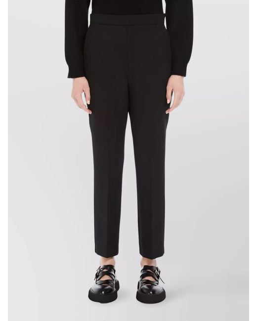 Max Mara Black Wool Slim-Fit Cropped Trousers