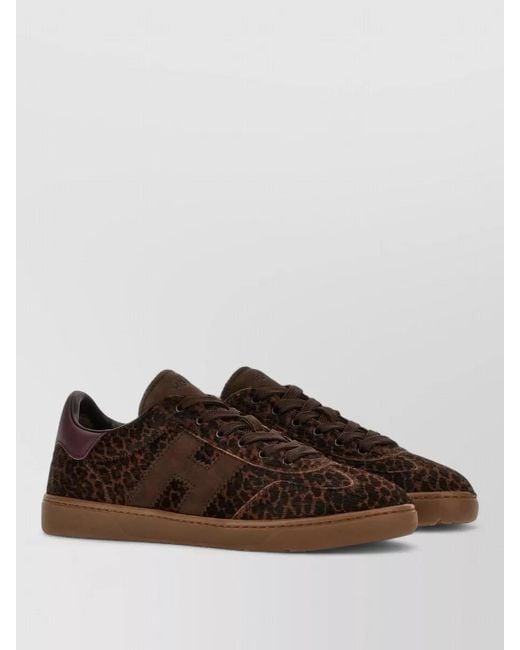Hogan Brown Cool Leather Lace Up Sneakers Logo Detail