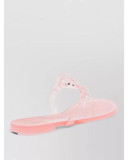 Tory Burch Pink Miller Flat Sandals Open Toe Transparent
