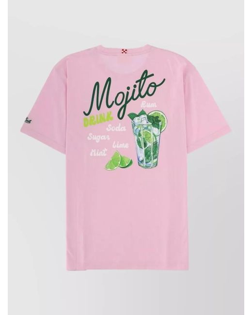 Mc2 Saint Barth Pink Crew Neck Graphic Print Short Sleeve T Shirt for men