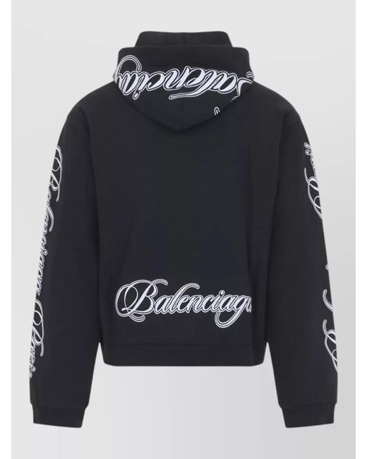 Balenciaga Blue Regular Zip Hoodie Hood Kangaroo Pocket for men