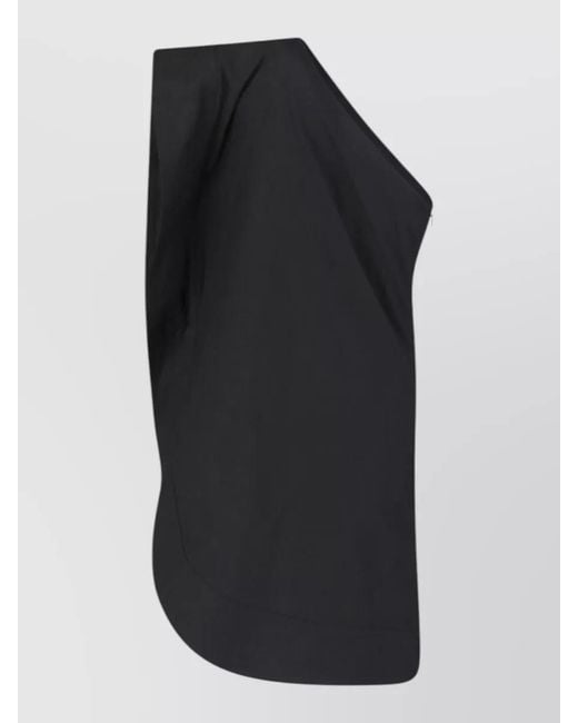 Stella McCartney Black Asymmetric Draped Sleeveless Top Knee Length