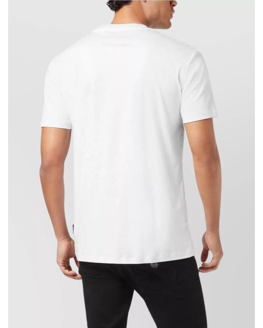 Philipp Plein White Cotton Logo-Patch Short-Sleeve T-Shirt for men