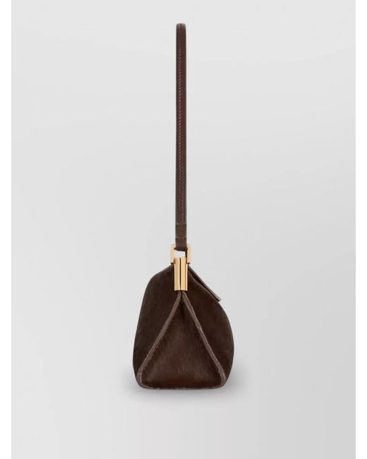 Balmain Brown Small Pony Leather Clutch Bag
