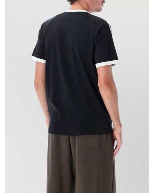 Adidas Originals Black Three Stripes Raglan Crew Neck T-Shirt for men