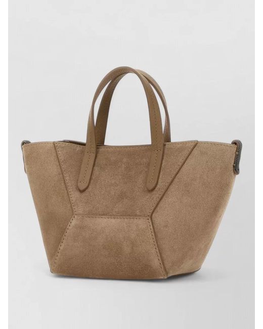 Brunello Cucinelli Natural Na Suede Shoulder Bag