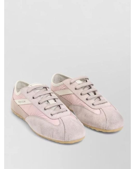 McQueen Pink Leather Lace-Up Sneakers