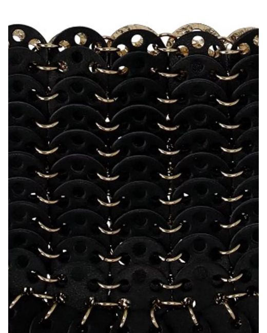 Rabanne Black Shoulder Bag Woven Design Scalloped Edge Chain