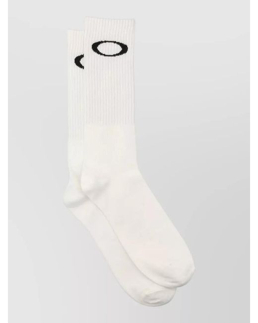Oakley White Ellipse Crew Sock Cotton Blend Ribbed for men