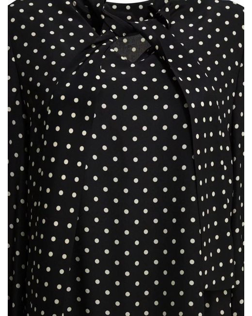 Valentino Black Long Sleeve Flared Dress Knee Length Dots