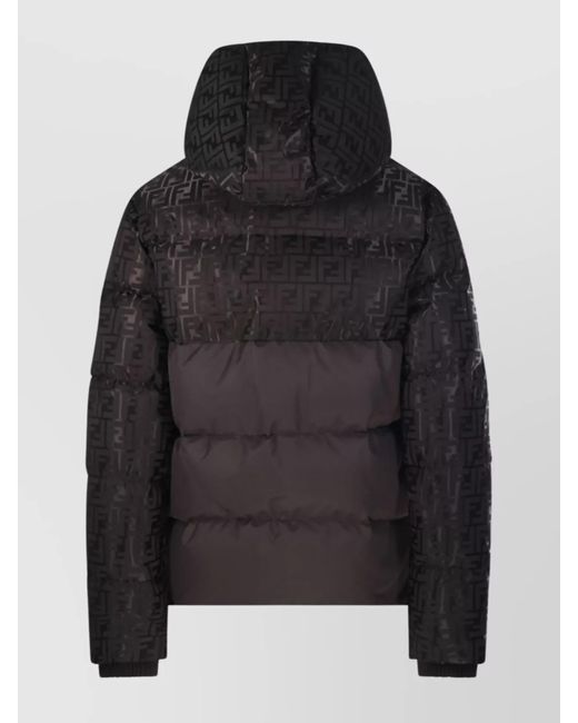 Fendi Black Jacquard Ff Hooded Down Puffer Jacket
