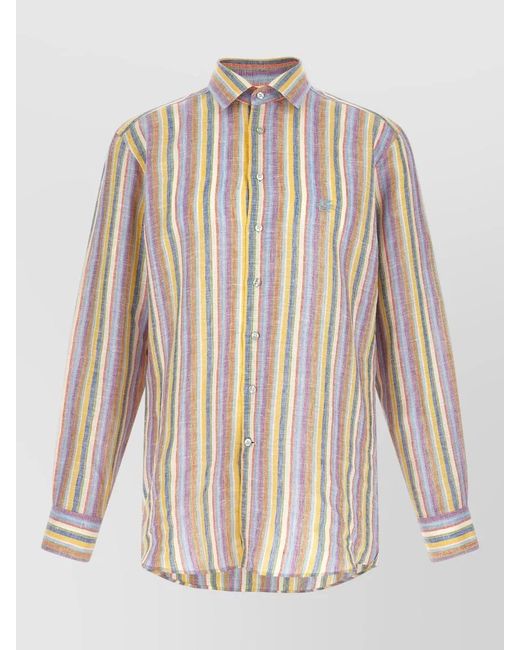 Etro White Striped Linen Shirt for men