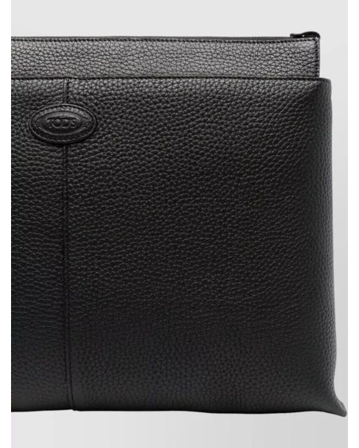 Tod's Black Leather Document Holder Pouch for men