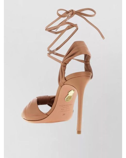 Aquazzura White Carina Sandals Open Toe Stiletto Heel Bow